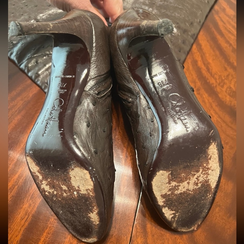 Cole Haan Ostrich Brown Leather Boots - Picture 10 of 10